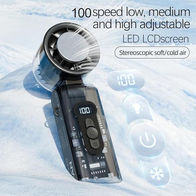 G-DRONIQ Portable High Speed Turbo Fan – LED Light & Ice Cooling Plate