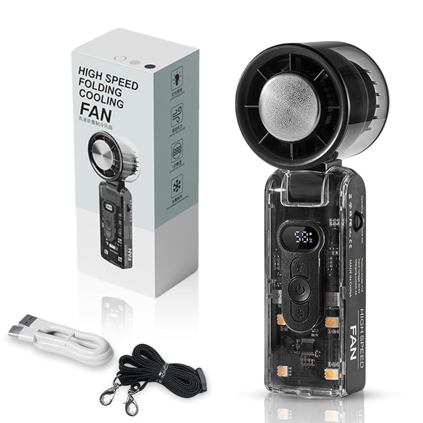 G-DRONIQ Portable High Speed Turbo Fan – LED Light & Ice Cooling Plate