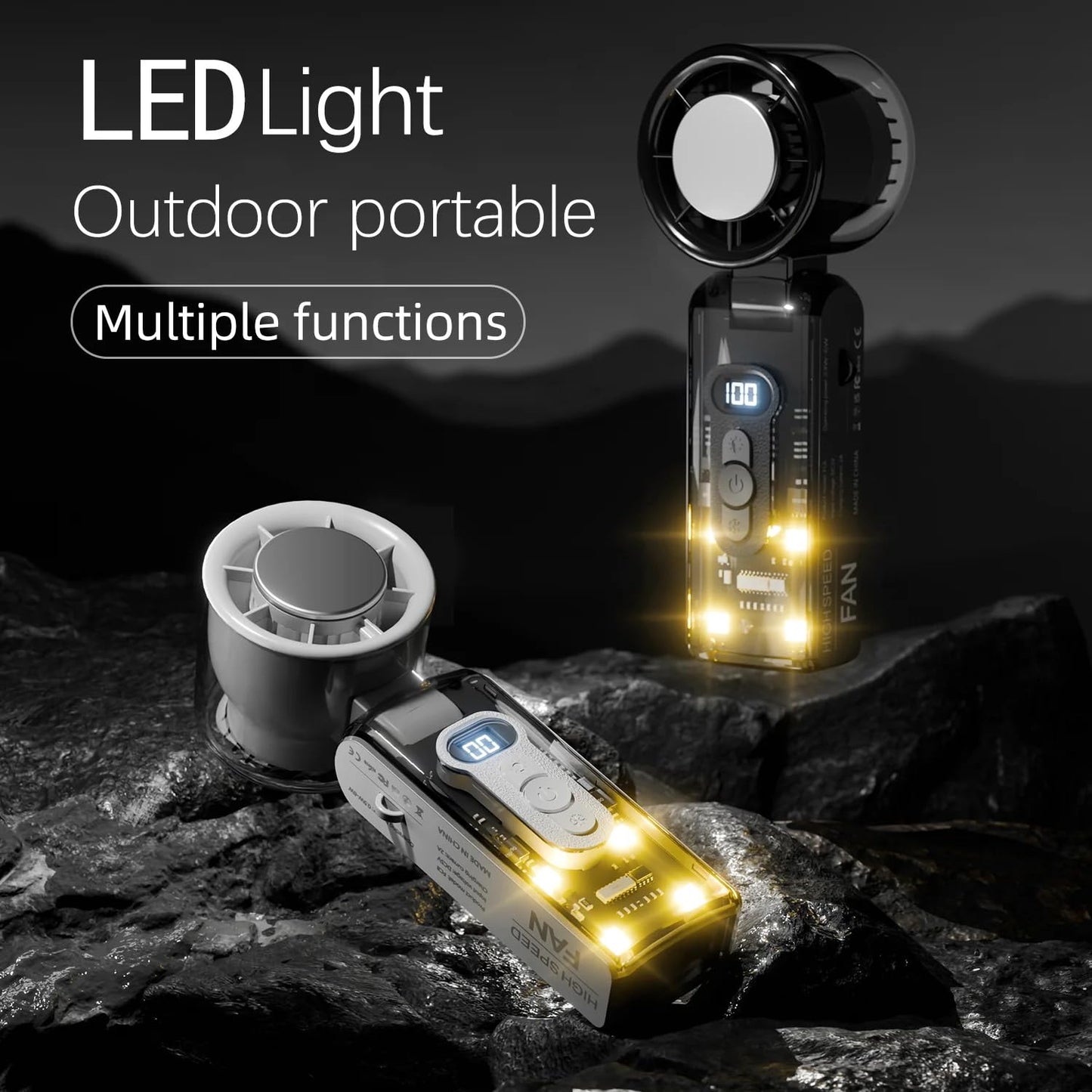 G-DRONIQ Portable High Speed Turbo Fan – LED Light & Ice Cooling Plate