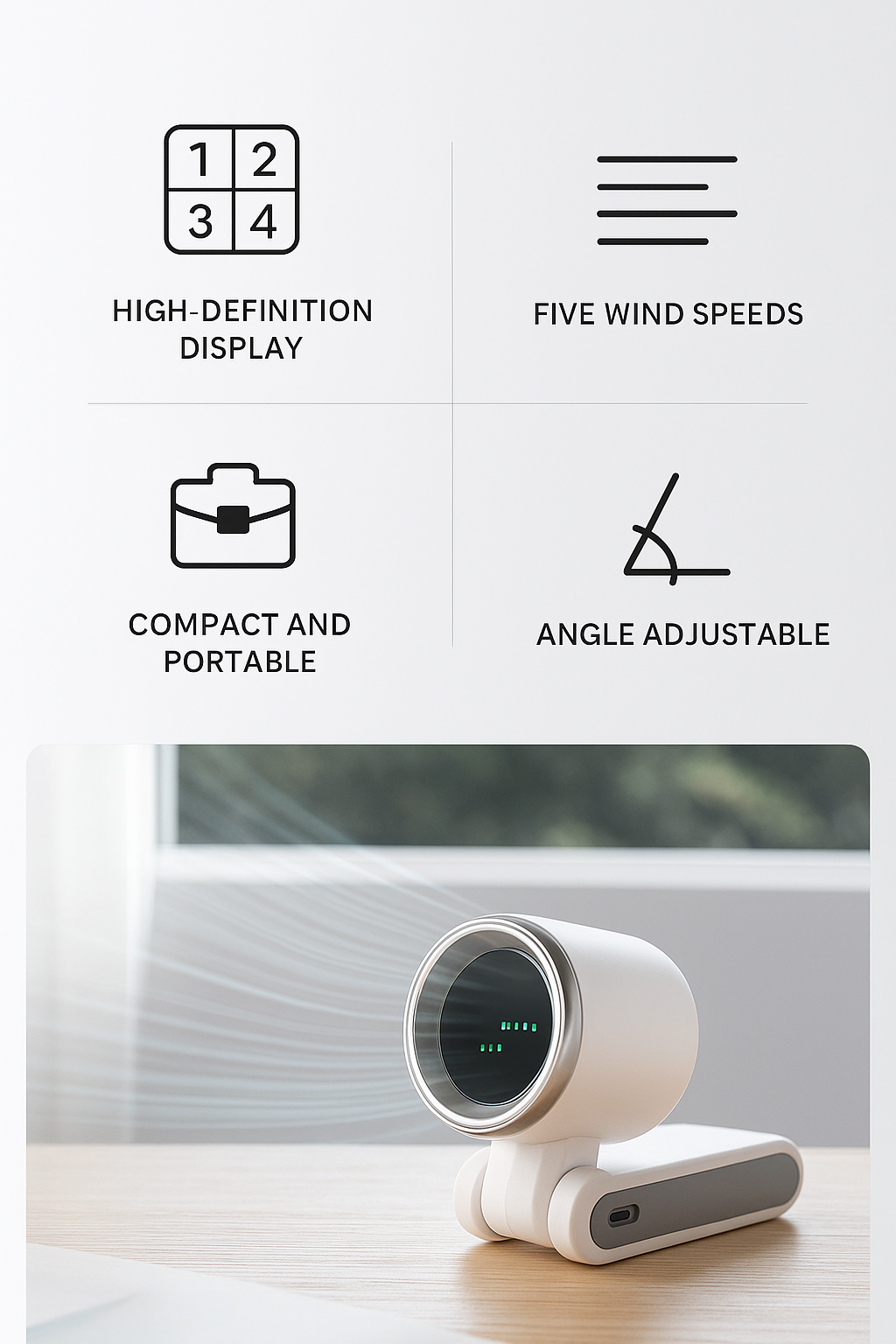 G-DRONIQ Powerful Winds Turbo Fan - 5 Speed LED Display Portable Fan